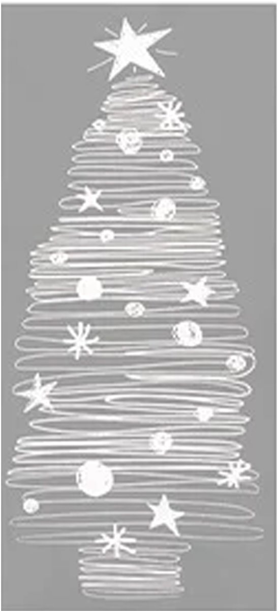 Annas Collection Kerst raamstickers Witte kerstboom - vel van 23 x 49 cm - raamdecoratie - raamversiering